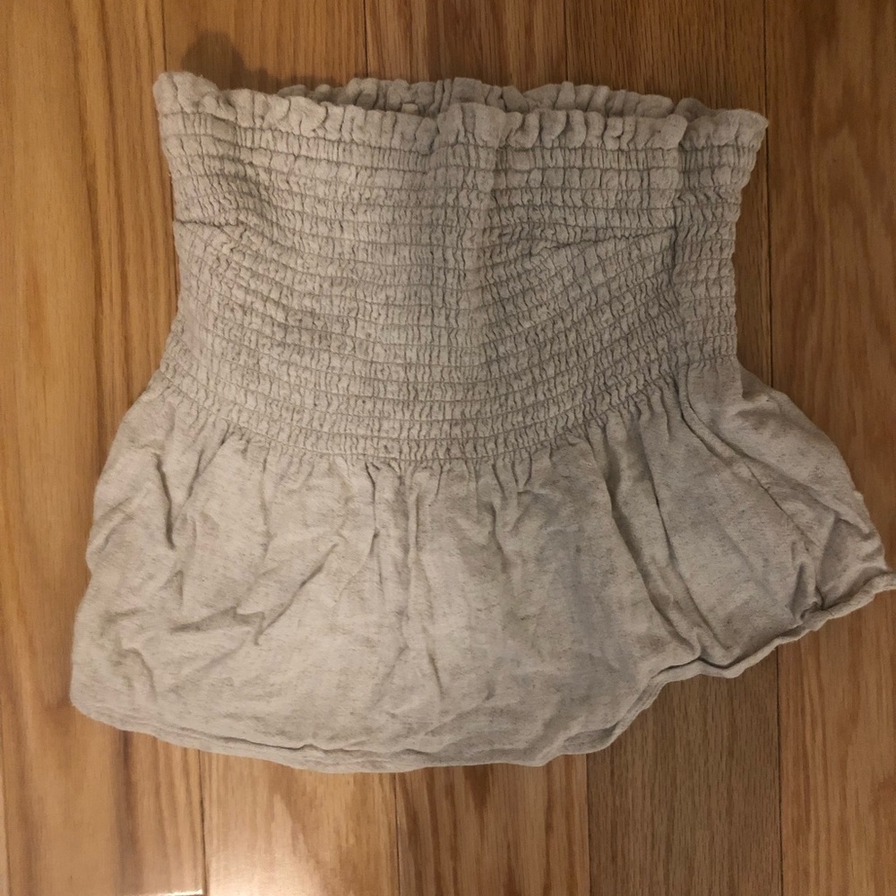 Cream Linen Tube Top Abercrombie & Fitch